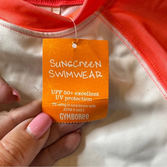 Gymboree Pink & White Girls’ 2T Swim Rashguard Long Sleeve Pink Flamingo NWT - Picture 4 of 9